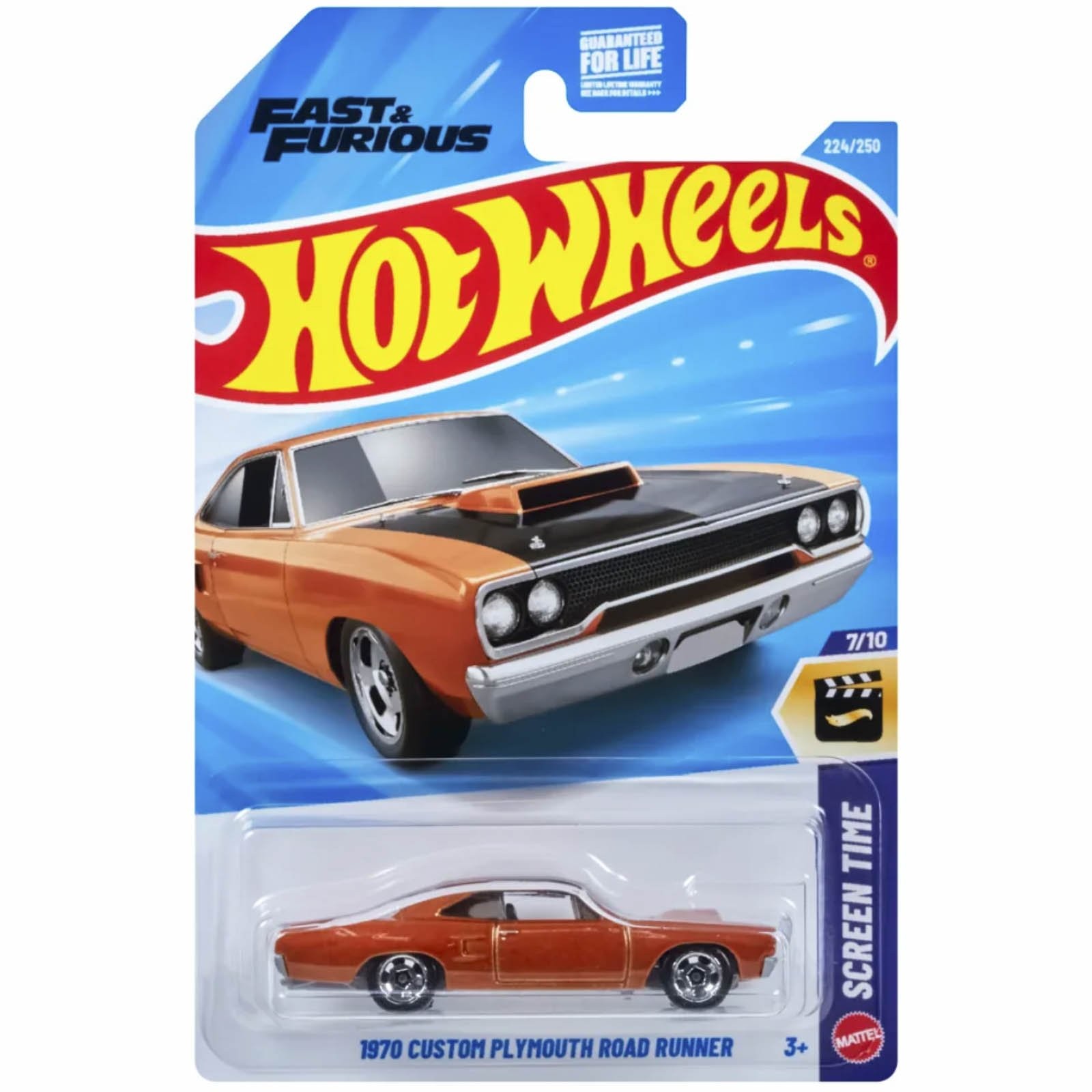 HOTWHEELS - 1970 CUSTOM PLYMOUTH ROAD RUNNER - VELOZES E FURIOSOS - JJK52